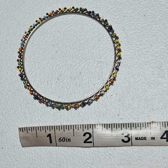 Boho Colorful Beaded Metal Bangle Bracelet Funky Retro Fashion Jewelry Women - Picture 3 of 3